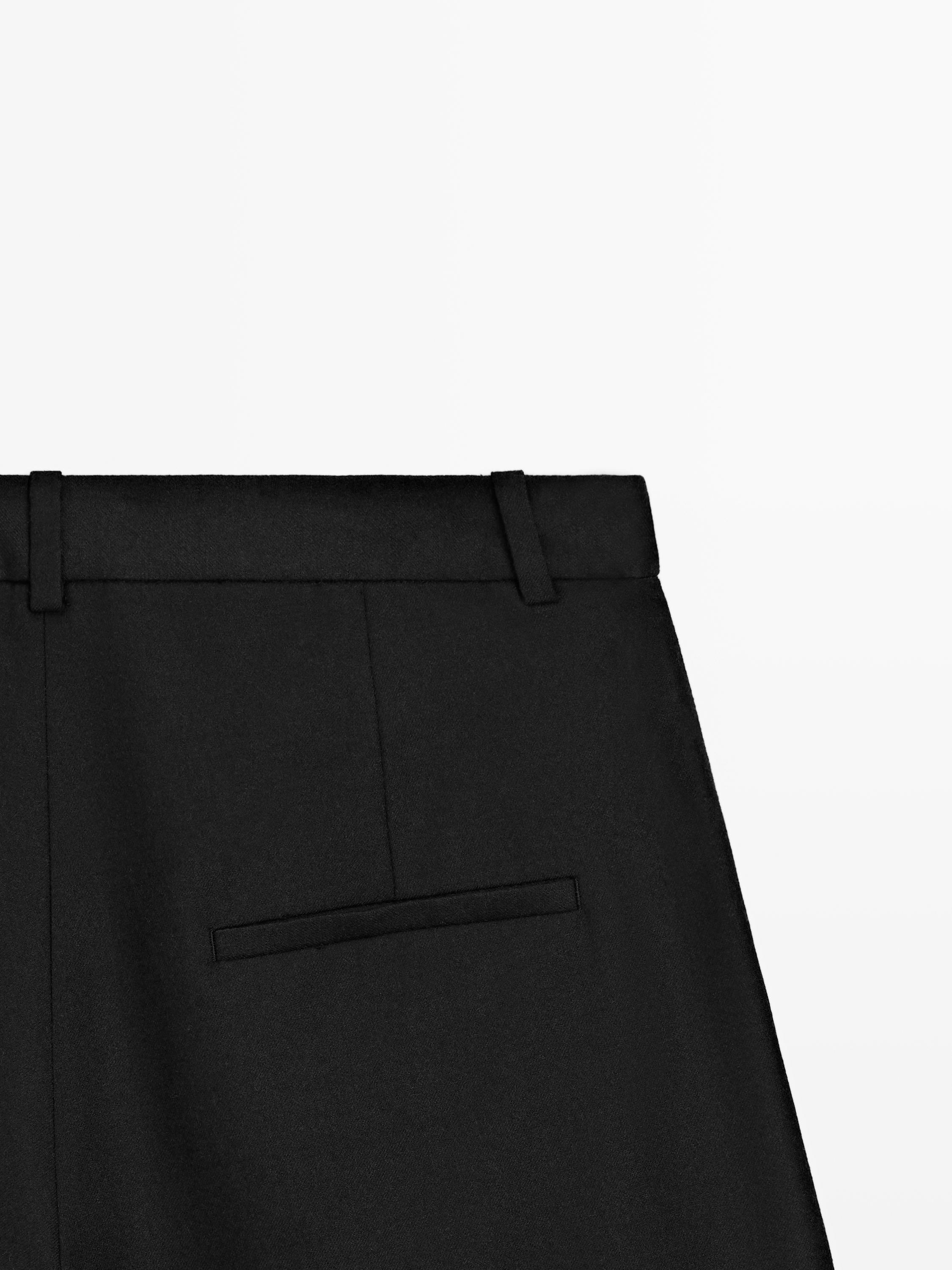 Bermuda long à pinces en flanelle